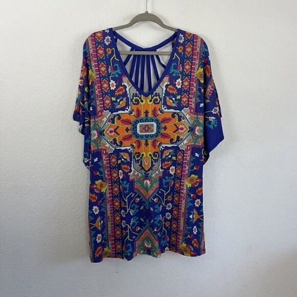 Trina Turk Tapestry Swim Cover Up Colorful Tunic Mini Dress Size Large NWOT - Picture 2 of 12